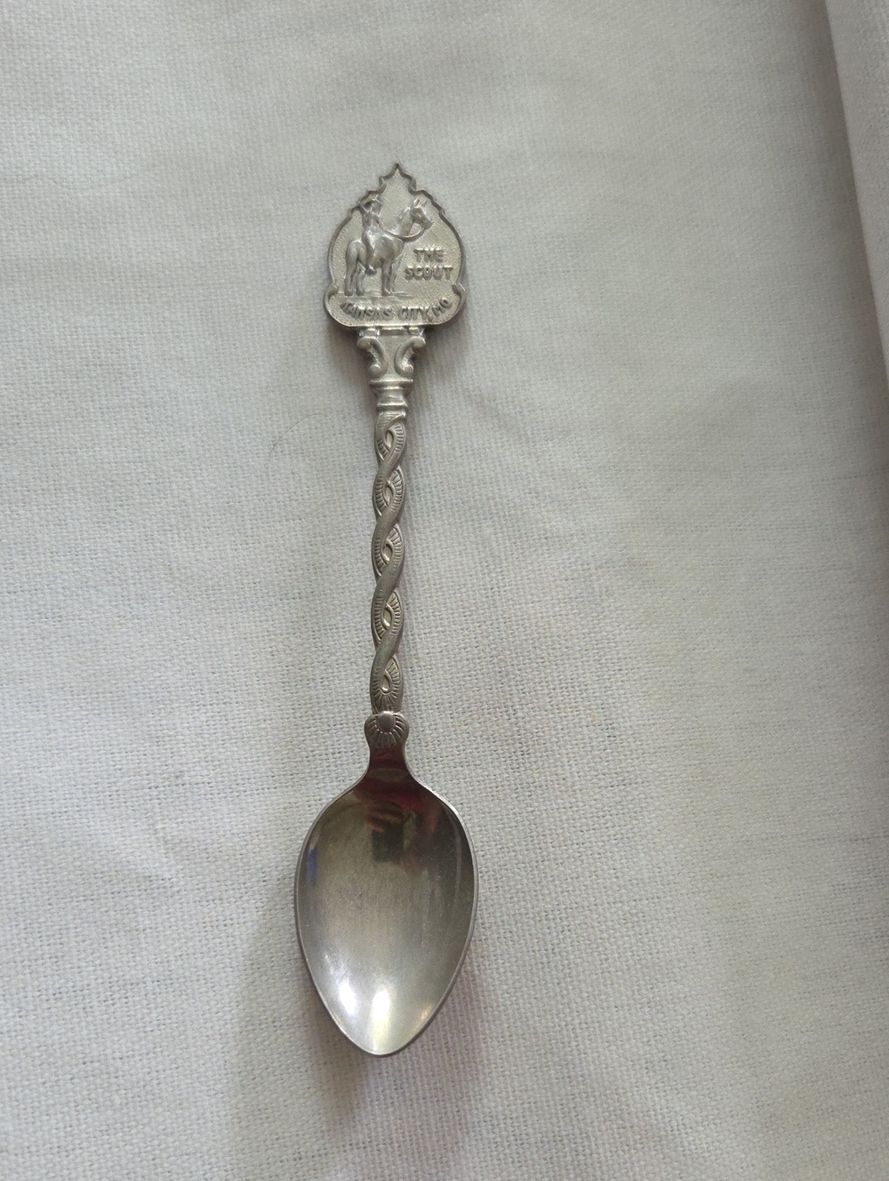 Scout Silver Decorative Twisted-Handle Collectible Spoon. Montana